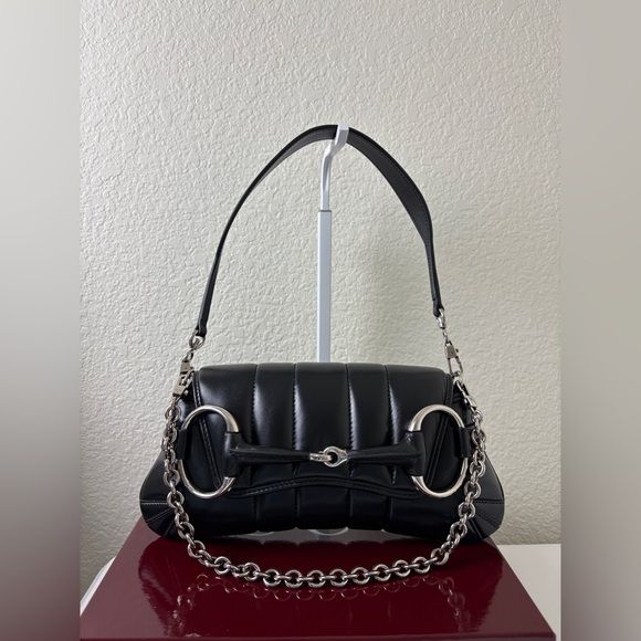 Gucci Black leather horsebit Quilted Leather Shoulder Bag small - Picture 2 of 12